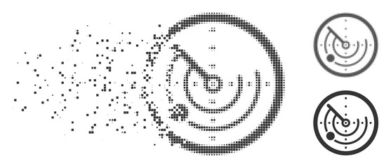 Fototapete - grey vector radar icon in fractured, dotted halftone and undamaged entire versions. disappearing eff