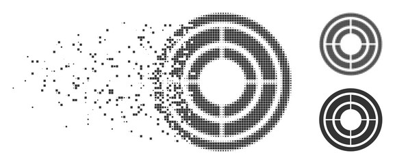 Fototapete - Grey vector target icon in dissolved, dotted halftone and undamaged whole versions. Disintegration effect uses rectangular dots. Pixels are arranged into dispersed target pictogram.