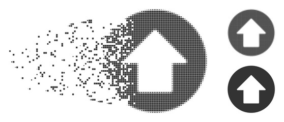 Fototapete - grey vector up arrow icon in dissolved, pixelated halftone and undamaged whole variants. disappearin
