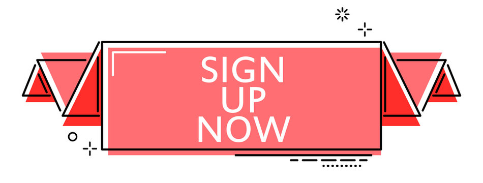 red flat line banner sign up now