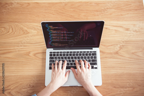 Closeup Woman Hands Working With Coding Html And Programming On Screen Laptop With Wooden Table Background Development Web Top View Stock Photo Adobe Stock Closeup Woman Hands Working With Coding Html And Programming On Screen Laptop With Wooden Table Background Development Web Top View Stock Photo Adobe Stock