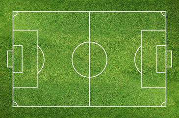 Fototapete - Football field or soccer field with green grass pattern and texture background.