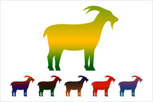 Goat Icon, Gradient Silhouette On White Background