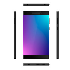 Poster - Realistic mobile phone with blank screen. Vector background isolated on white background