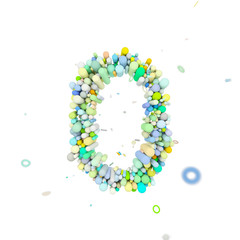 Poster - Alphabet number 0. Funny font made of plastic geometric shapes. 3D render isolated on white background.
