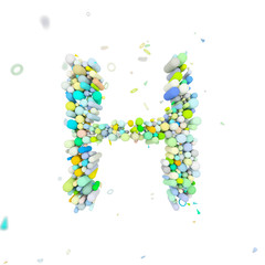 Poster - Alphabet letter H uppercase. Funny font made of plastic geometric shapes. 3D render isolated on white background.