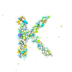 Poster - Alphabet letter K uppercase. Funny font made of plastic geometric shapes. 3D render isolated on white background.