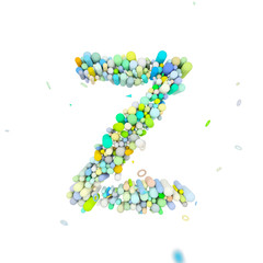 Poster - Alphabet letter Z uppercase. Funny font made of plastic geometric shapes. 3D render isolated on white background.