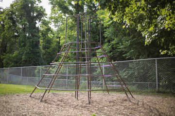 Empty Elementary Schoolyard Jungle Gym Monkey Bars