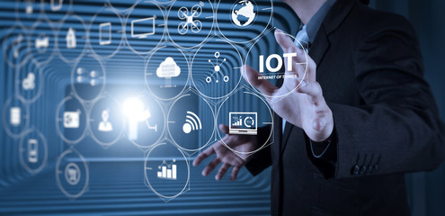 Poster - business man with an open hand as showing something