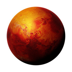Wall Mural - the red planet mars, part of the solar system isolated on white background