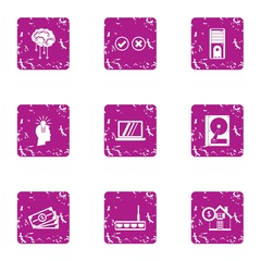 Poster - Money circulation icons set. Grunge set of 9 money circulation vector icons for web isolated on white background