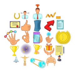 Poster - Management icons set. Cartoon set of 25 management vector icons for web isolated on white background