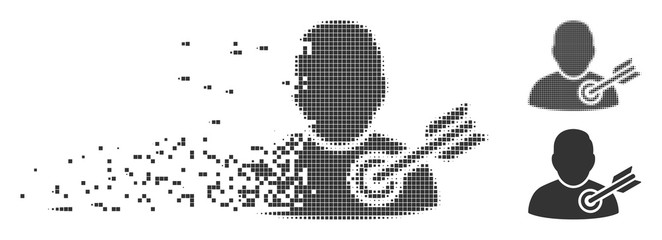 Fototapete - grey vector target user icon in fractured, pixelated halftone and undamaged whole variants. rectangu