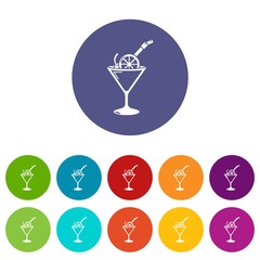 Poster - Cocktail icons color set vector for any web design on white background