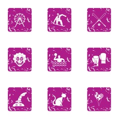 Poster - Gym facility icons set. Grunge set of 9 gym facility vector icons for web isolated on white background