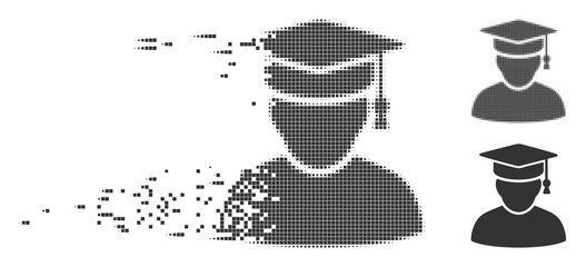 Fototapete - gray vector knowledge man icon in dispersed, pixelated halftone and undamaged entire variants. recta