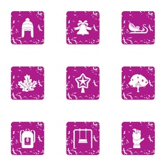 Poster - Front garden icons set. Grunge set of 9 front garden vector icons for web isolated on white background