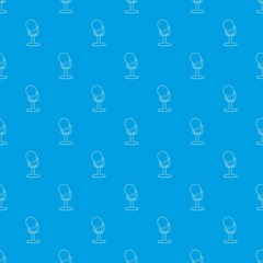 Wall Mural - Retro microphone pattern vector seamless blue repeat for any use