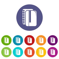Poster - Copy book icons color set vector for any web design on white background