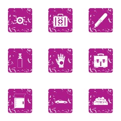 Poster - Sanitary icons set. Grunge set of 9 sanitary vector icons for web isolated on white background