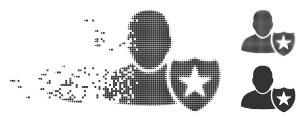 Fototapete - grey vector user protection shield icon in dispersed, pixelated halftone and undamaged whole variant