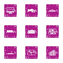 Poster - Carriageway icons set. Grunge set of 9 carriageway vector icons for web isolated on white background