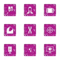 Poster - Financial center icons set. Grunge set of 9 financial center vector icons for web isolated on white background
