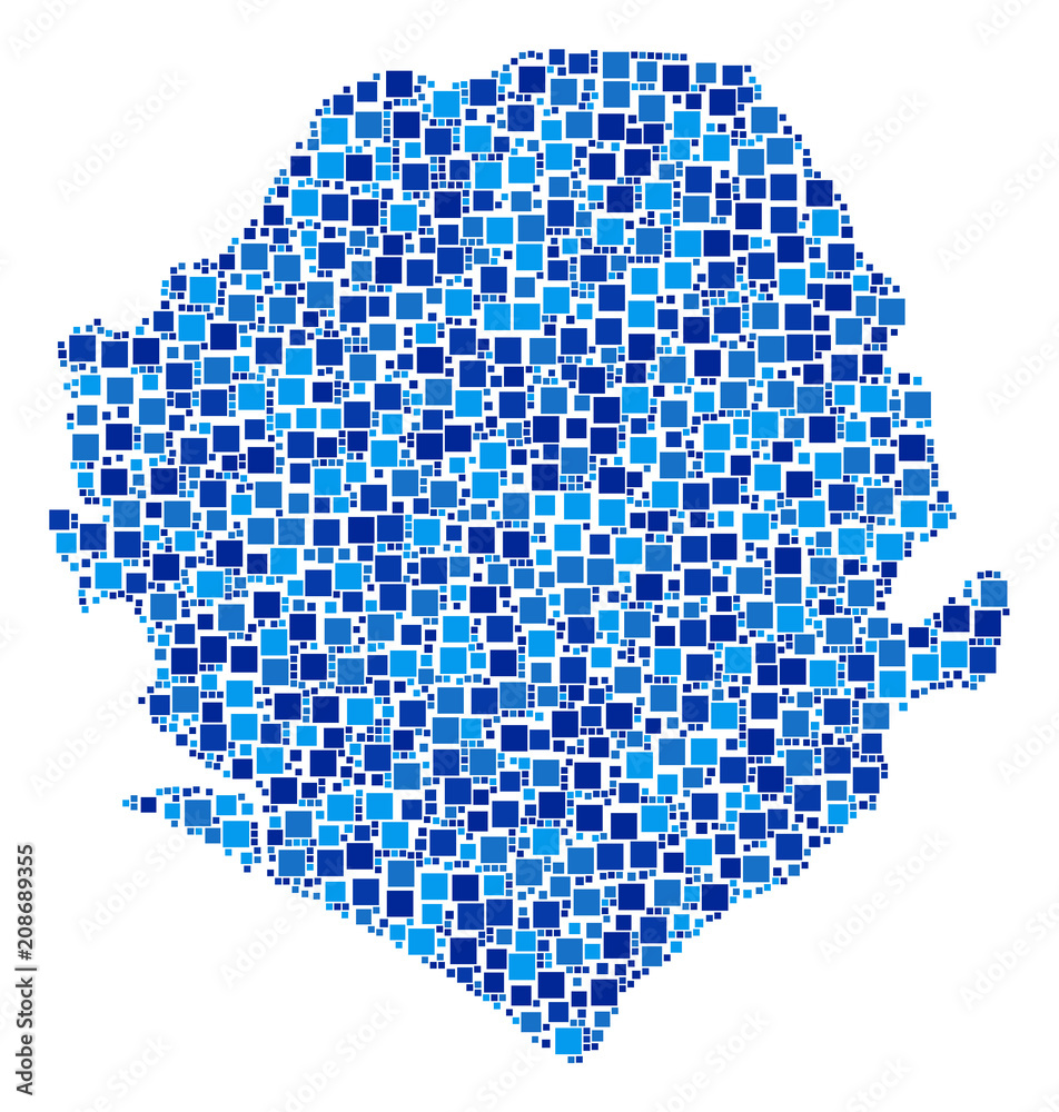 Sierra Leone map composition of randomized dots in various sizes and ...