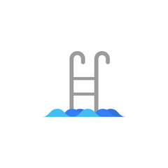 Poster - stairs to the pool flat icon. Element of beach holidays colored icon for mobile concept and web apps. Detailed stairs to the pool flat icon can be used for web and mobile