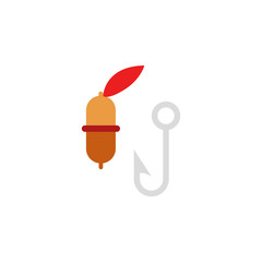 Poster - float and hook flat icon. Element of beach holidays colored icon for mobile concept and web apps. Detailed float and hook flat icon can be used for web and mobile. Premium icon