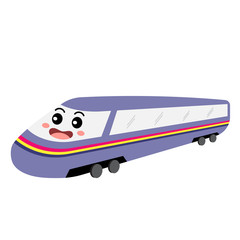 Bullet Train transportation cartoon character perspective view isolated on white background vector illustration.