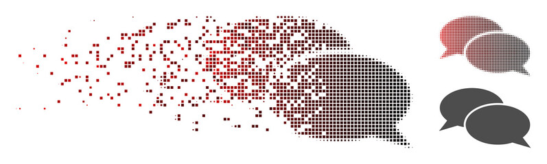 Fototapete - vector message clouds icon in dissolved, dotted halftone with red to black horizontal gradient and u