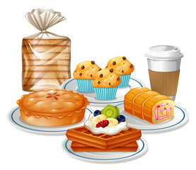 Wall Mural - Set of breakfast food