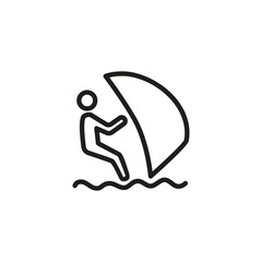 Wall Mural - Windsurfing line icon. Man, sail, wave. Water sport concept. Can be used for topics like summer, sea, entertainment, action