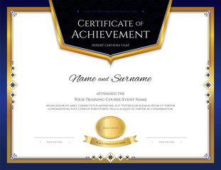 Luxury certificate template with elegant border frame, Diploma design for graduation or completion