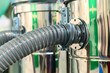 Rubber hydraulic hoses, connected to industrial equipment