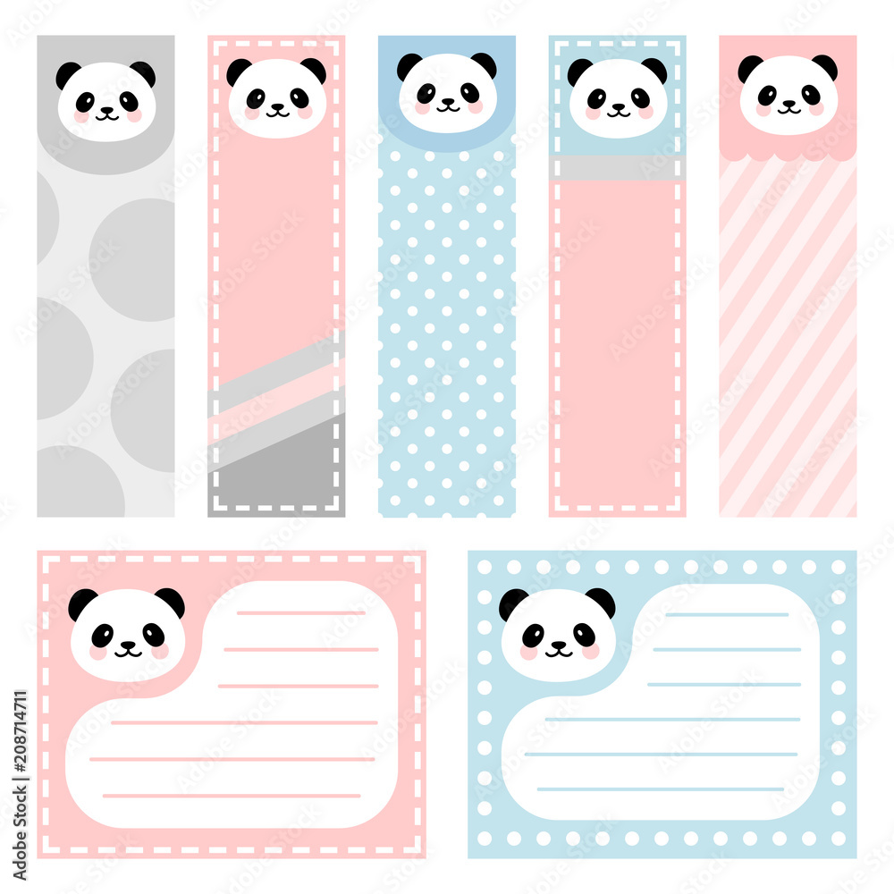Fotografiet, Poster Cute Panda Note Sticker, Note Paper and ...
