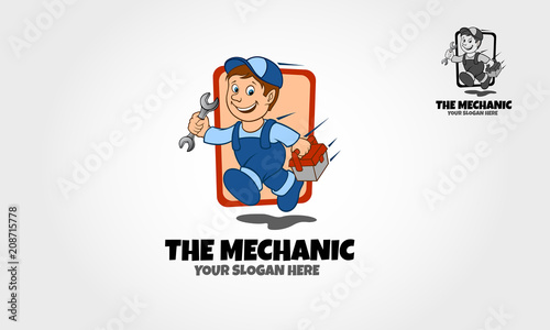 Vector Logo Illustration Of An Auto Mechanic Cartoon Character Buy This Stock Vector And Explore Similar Vectors At Adobe Stock Adobe Stock