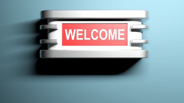Welcome wall lamp - 3D rendering