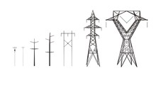 3D Illustration Of Electric Towers Collection