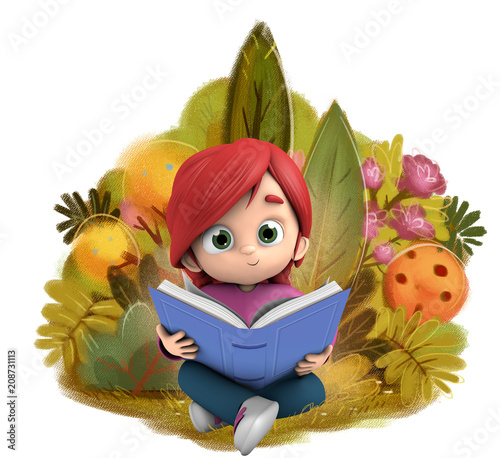 Nina Leyendo Un Libro En La Naturaleza Buy This Stock Illustration And Explore Similar Illustrations At Adobe Stock Adobe Stock
