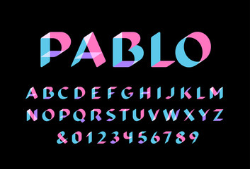 Poster - Transparent font. Vector alphabet with overlay effect letters and numbers.