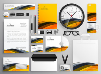 Wall Mural - abstract yellow modern brand identity business stationery items