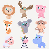 Fototapeta Pokój dzieciecy - Cute animals set. Flat design