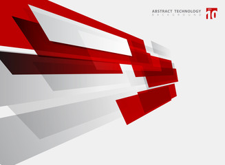 Abstract technology geometric red color shiny motion background.