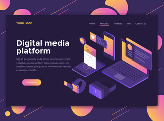 Wall Mural - flat modern design of website template - digital media platform