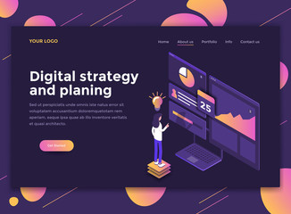 Poster - flat modern design of website template - digital strategy and planing