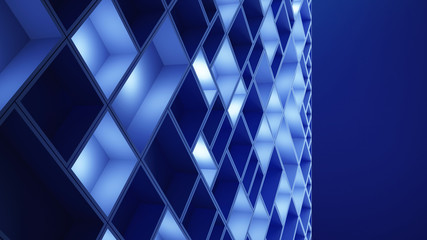 Poster - Circuit board. Blue cubes in high-tech technology background. 3d pattern abstract illustration.
