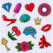 vector set of cute colored girly stickers